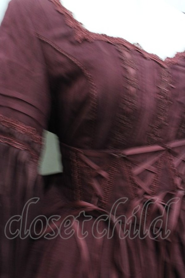 画像3: culumi lolita / はしごレースリボンワンピース&コルセットデザイン  ボルドー I-26-02-13-089-LO-OP-SA-ZI (3)