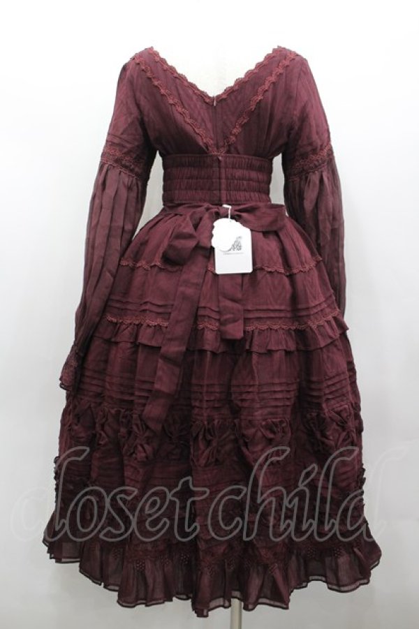 画像4: culumi lolita / はしごレースリボンワンピース&コルセットデザイン  ボルドー I-26-02-13-089-LO-OP-SA-ZI (4)