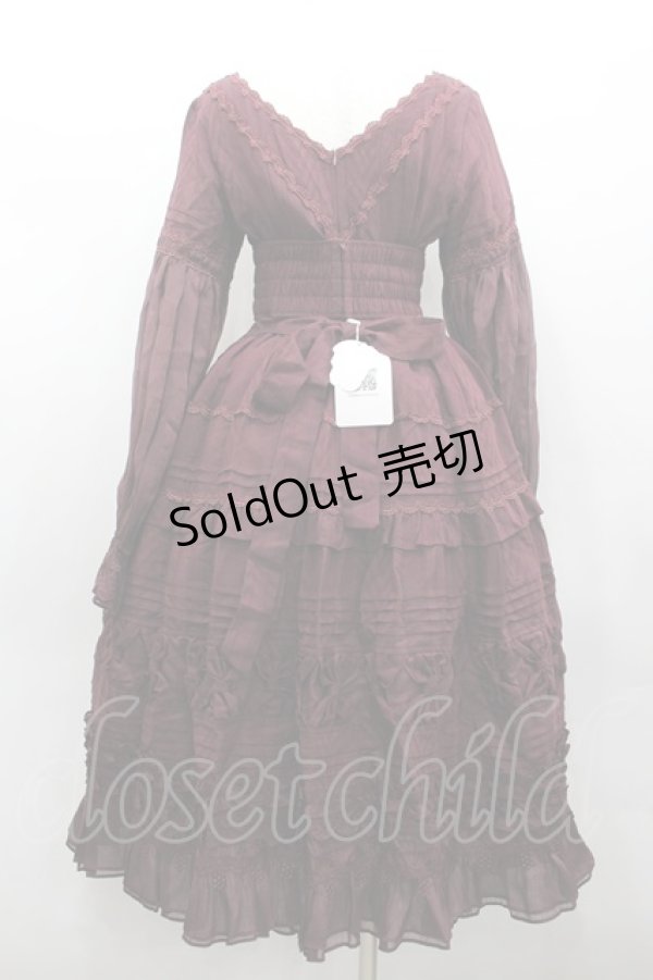 画像4: culumi lolita / はしごレースリボンワンピース&コルセットデザイン  ボルドー I-26-02-13-089-LO-OP-SA-ZI (4)