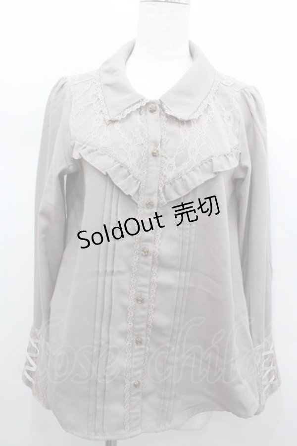 画像1: axes femme / フロントレース&ピンタックブラウス  ブラウン I-26-02-13-010-AX-BL-SA-ZI (1)