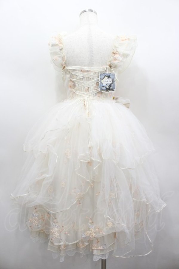 画像5: Stari Mas / フラワーブーケリボンブローチ付きジャンパースカート  白 I-26-02-13-091-LO-OP-SA-ZI (5)