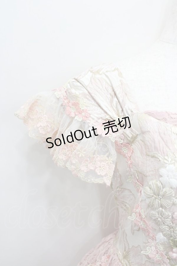 画像3: WUMENPSMFL / フラワー刺繍レース切替ビスチェジャンパースカート  ピンク I-26-02-13-093-LO-OP-SA-ZI (3)