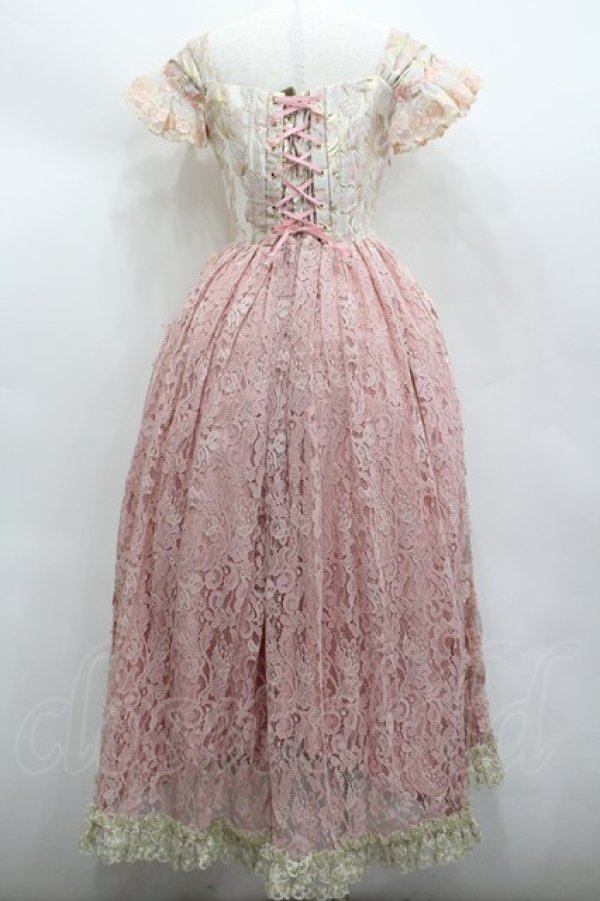 画像4: WUMENPSMFL / フラワー刺繍レース切替ビスチェジャンパースカート  ピンク I-26-02-13-093-LO-OP-SA-ZI (4)