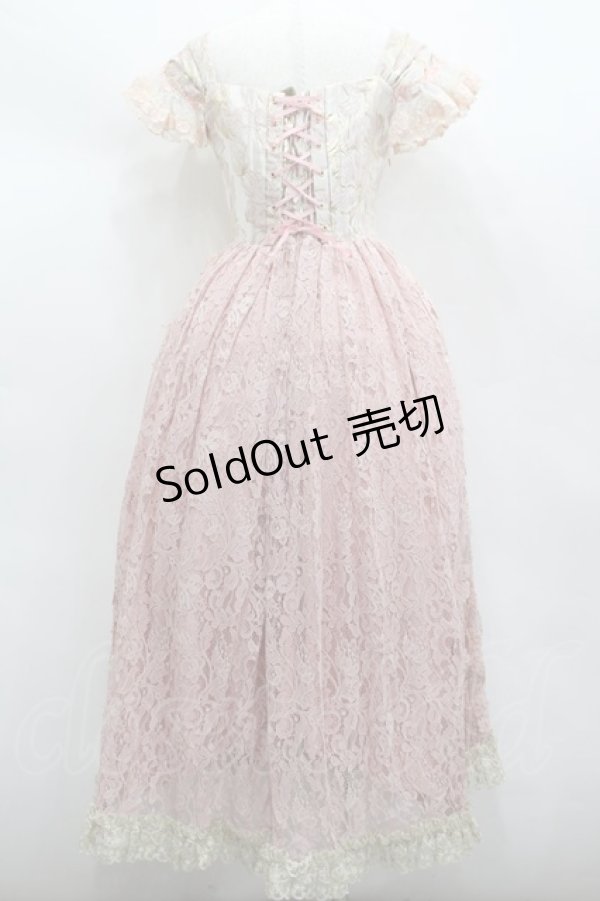 画像4: WUMENPSMFL / フラワー刺繍レース切替ビスチェジャンパースカート  ピンク I-26-02-13-093-LO-OP-SA-ZI (4)