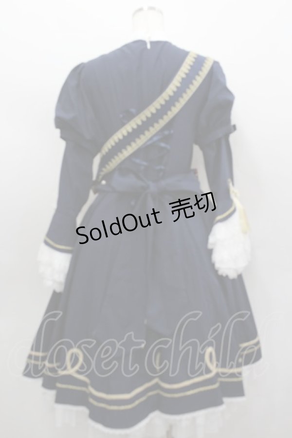 画像4: Le Miroir / ハイネックナポレオン長袖ワンピース  ネイビーｘ白 I-26-02-13-094-0-OP-SA-ZI (4)