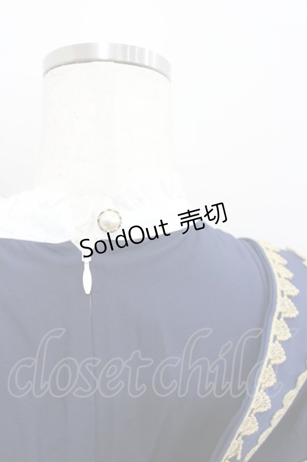 画像5: Le Miroir / ハイネックナポレオン長袖ワンピース  ネイビーｘ白 I-26-02-13-094-0-OP-SA-ZI (5)