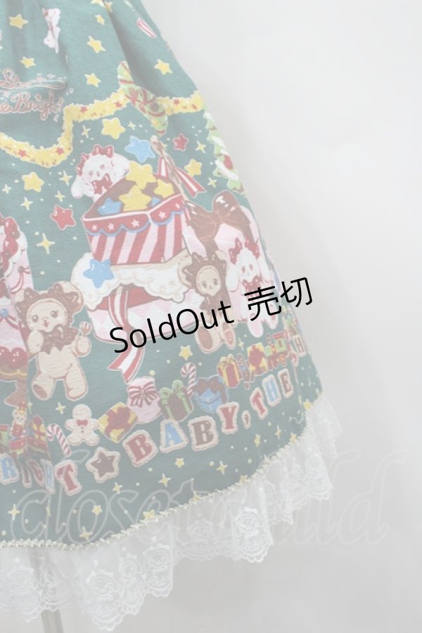 画像3: BABY,THE STARS SHINE BRIGHT / くみゃちゃんのDokiDoki Christmas Party柄ジャンパースカートI  グリーン I-26-02-13-095-BA-OP-SA-ZI (3)