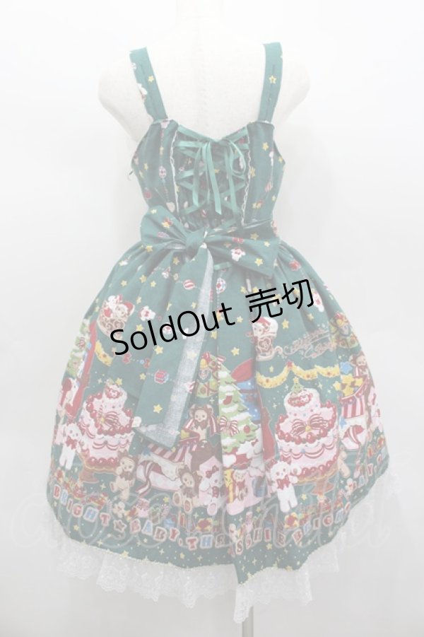 画像4: BABY,THE STARS SHINE BRIGHT / くみゃちゃんのDokiDoki Christmas Party柄ジャンパースカートI  グリーン I-26-02-13-095-BA-OP-SA-ZI (4)