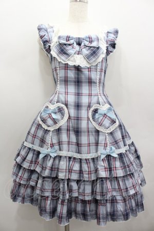 画像: Angelic Pretty / Cute Heartジャンパースカート(タータン)  サックス I-26-02-13-097-AP-OP-SA-ZI