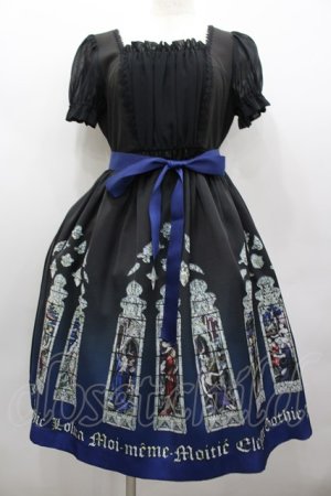 画像: Moi-meme-Moitie / ステンドグラスプリントサテンワンピース 2 黒×青 I-26-02-13-101-MO-OP-TE-ZI