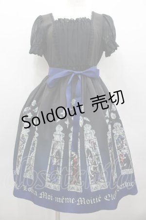 画像: Moi-meme-Moitie / ステンドグラスプリントサテンワンピース 2 黒×青 I-26-02-13-101-MO-OP-TE-ZI