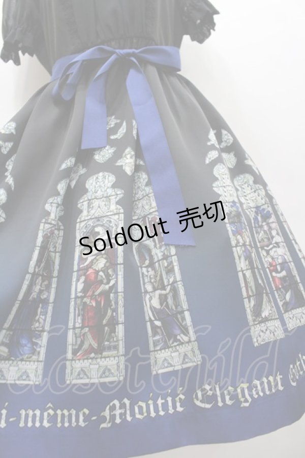 画像2: Moi-meme-Moitie / ステンドグラスプリントサテンワンピース 2 黒×青 I-26-02-13-101-MO-OP-TE-ZI (2)