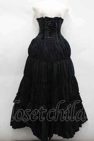 画像: ATELIER PIERROT / コルセットロングスカート  黒 I-26-02-13-105-EL-SK-SA-ZI