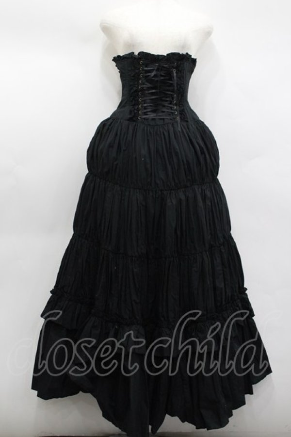 画像1: ATELIER PIERROT / コルセットロングスカート  黒 I-26-02-13-105-EL-SK-SA-ZI (1)