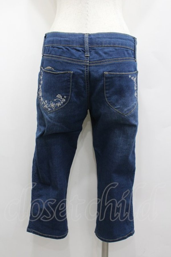 画像3: axes femme / サイドローズ刺繍デニムパンツ  青デニム I-26-02-13-112-AX-PA-SA-ZI (3)