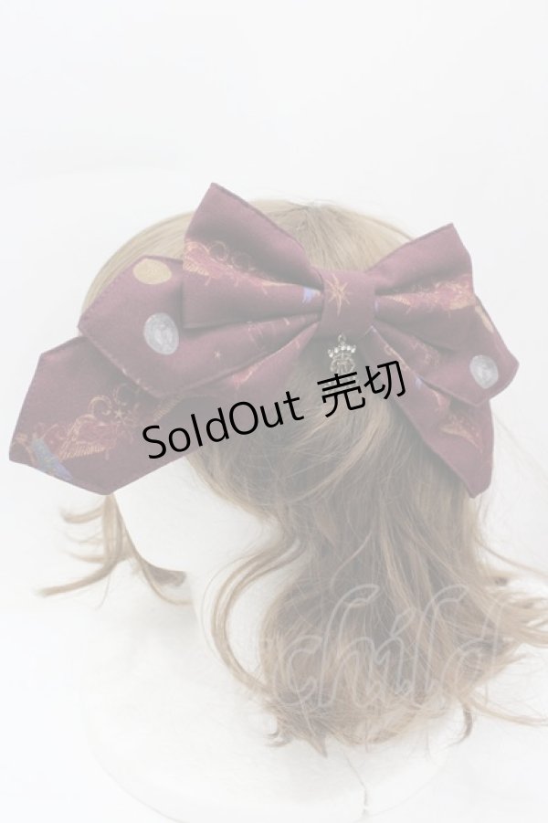 画像1: ALICE and the PIRATES / 魔女と悪魔の西洋菓子店〜ソロモンの小さな鍵と秘密のレシピ〜柄リボンクリップ  ボルドー I-26-02-13-123-PA-AC-SA-ZI (1)