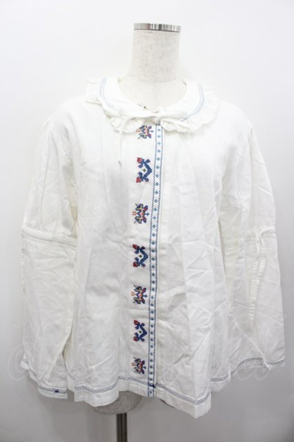 画像1: PINK HOUSE / 刺繍入りブラウス  ホワイト I-26-02-13-015-LO-BL-SA-ZI (1)