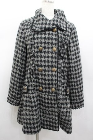 画像: axes femme / ラメ千鳥格子コート  黒Ｘグレー I-26-02-13-002-AX-CO-SA-ZI