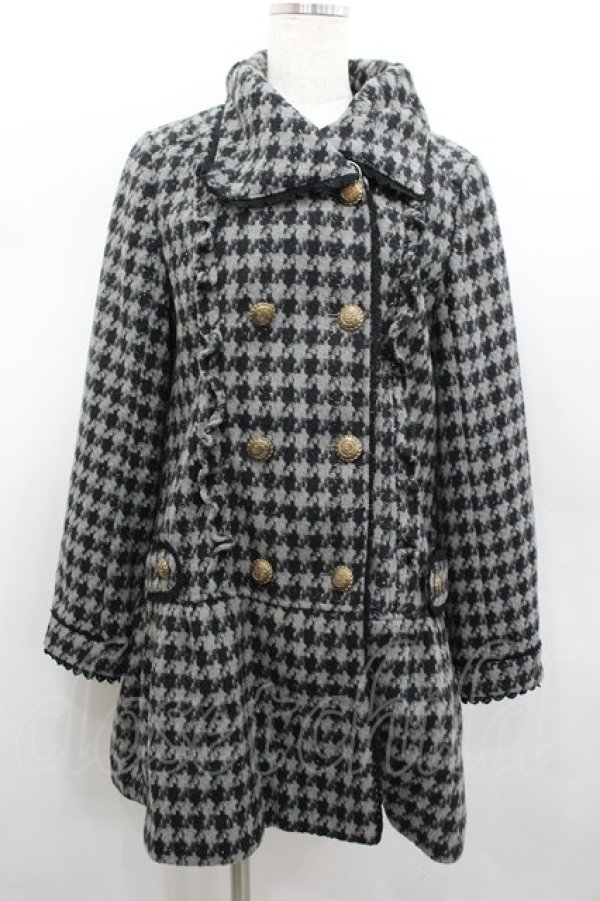 画像1: axes femme / ラメ千鳥格子コート  黒Ｘグレー I-26-02-13-002-AX-CO-SA-ZI (1)