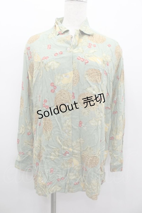 画像1: PINK HOUSE / トロピカルフルーツ柄開襟シャツ  グリーン I-26-02-13-017-LO-BL-SA-ZI (1)