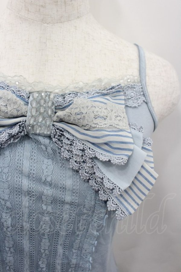 画像2: axes femme / /レースリボンキャミソール  サックス I-26-02-13-022-AX-TO-SA-ZI (2)