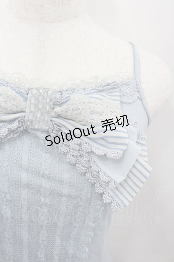 画像2: axes femme / /レースリボンキャミソール  サックス I-26-02-13-022-AX-TO-SA-ZI (2)