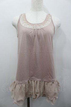 画像: axes femme / 肩透けロングタンク  ピンク I-26-02-13-024-AX-TO-SA-ZI