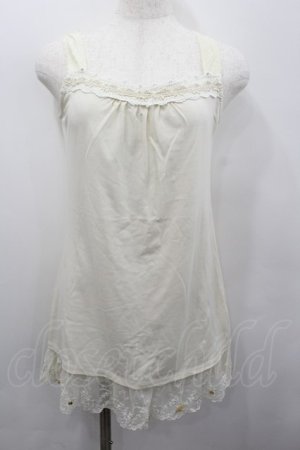 画像: axes femme / 裾レースお花ビジューロングタンク  アイボリー I-26-02-13-026-AX-TO-SA-ZI