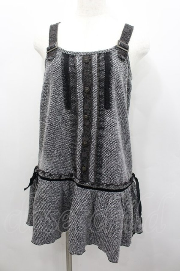 画像1: axes femme / 薔薇レース使いジャンパースカート  黒Ｘ白 I-26-02-13-031-AX-OP-SA-ZI (1)