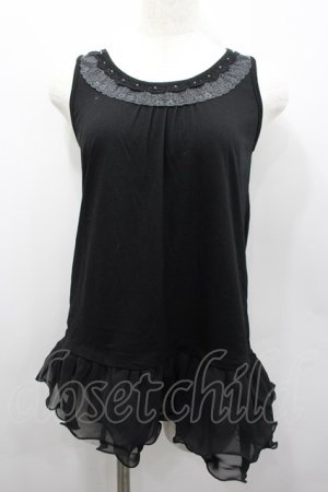 画像: axes femme / 肩透けロングタンク  黒 I-26-02-13-032-AX-TO-SA-ZI