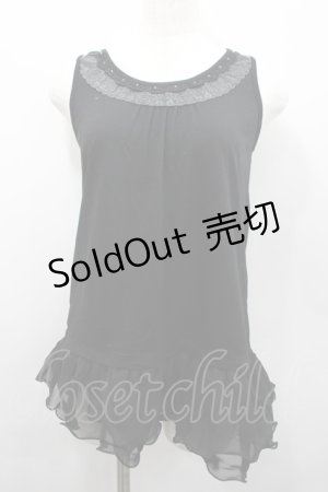 画像: axes femme / 肩透けロングタンク  黒 I-26-02-13-032-AX-TO-SA-ZI