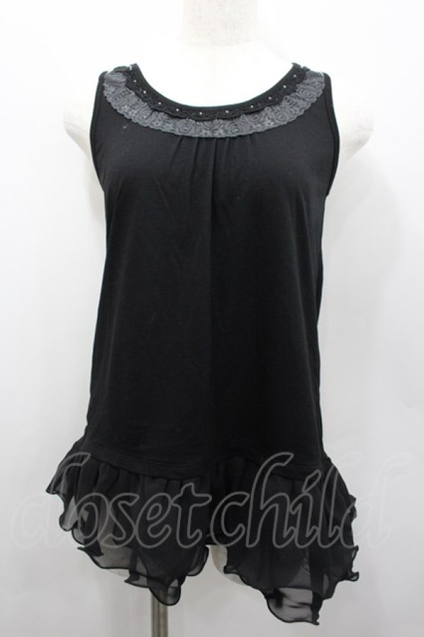 画像1: axes femme / 肩透けロングタンク  黒 I-26-02-13-032-AX-TO-SA-ZI (1)