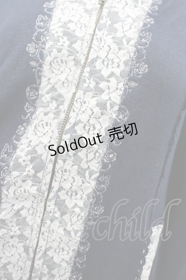 画像2: axes femme / レース配色ZIPパーカー  ネイビーＸ白 I-26-02-13-033-AX-TO-SA-ZI (2)