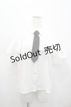 画像: axes femme POETIQUE / タイ付ラッフルフリル半袖ブラウス  白 I-26-02-15-001-AX-BL-HR-ZI