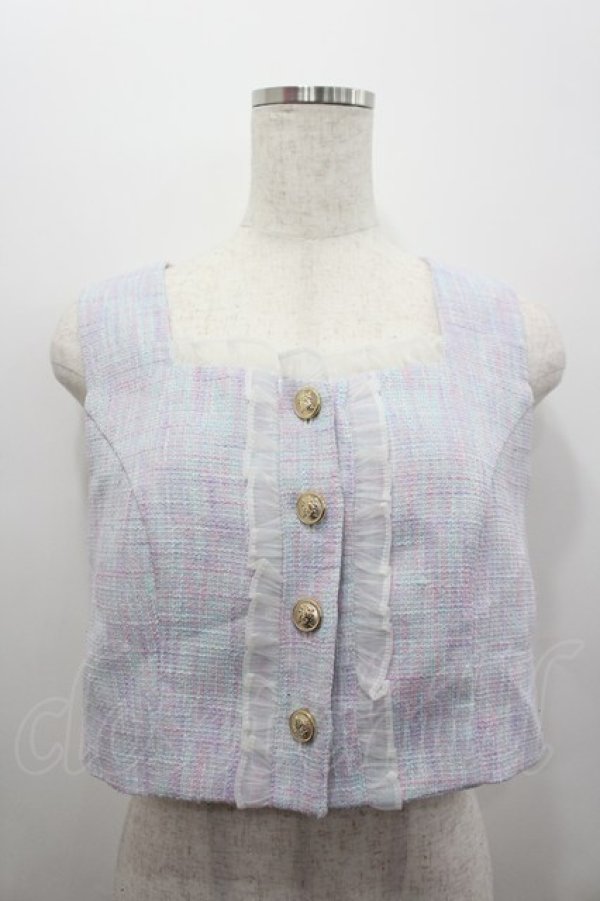 画像1: Ank Rouge / ラメツイードベスト  ラベンダーＸサックス I-26-02-15-037-CA-TO-SA-ZI (1)