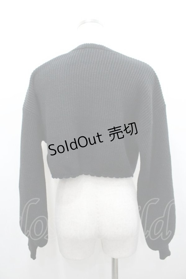 画像2: axes femme POETIQUE / リボンデザインショートカーディガン  黒Ｘ白 I-26-02-15-004-AX-TO-SA-ZI (2)