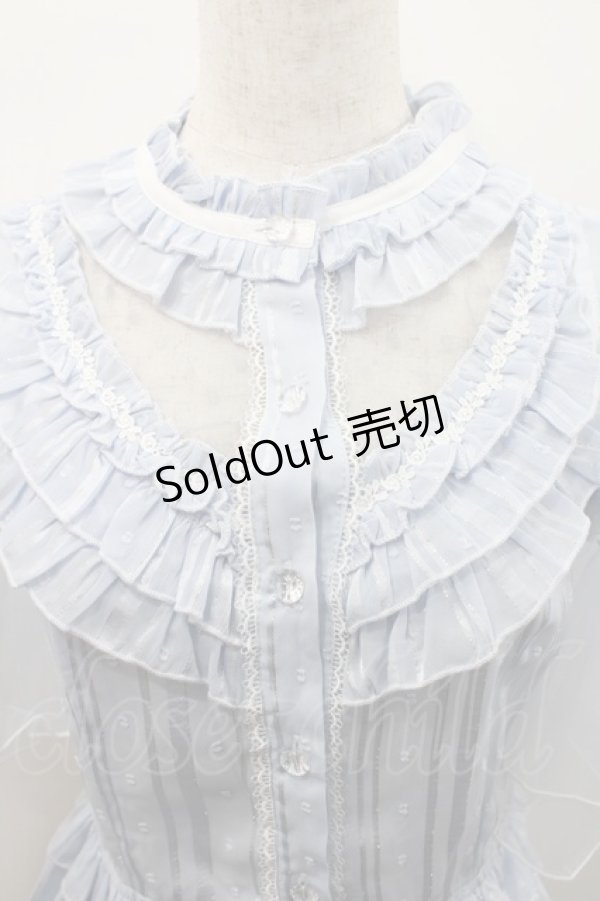 画像3: Red Maria / ハイネックシフォン半袖ブラウス  サックス I-26-02-15-041-EL-BL-SA-ZI (3)