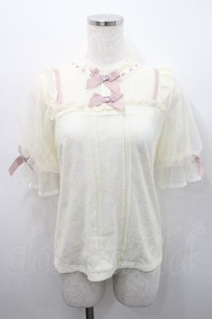 画像: LIZ LISA / ボリュームスリーブレーストップス  アイボリーＸピンク I-26-02-15-044-LO-TO-SA-ZI