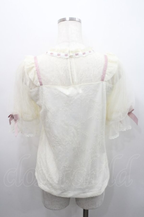 画像2: LIZ LISA / ボリュームスリーブレーストップス  アイボリーＸピンク I-26-02-15-044-LO-TO-SA-ZI (2)