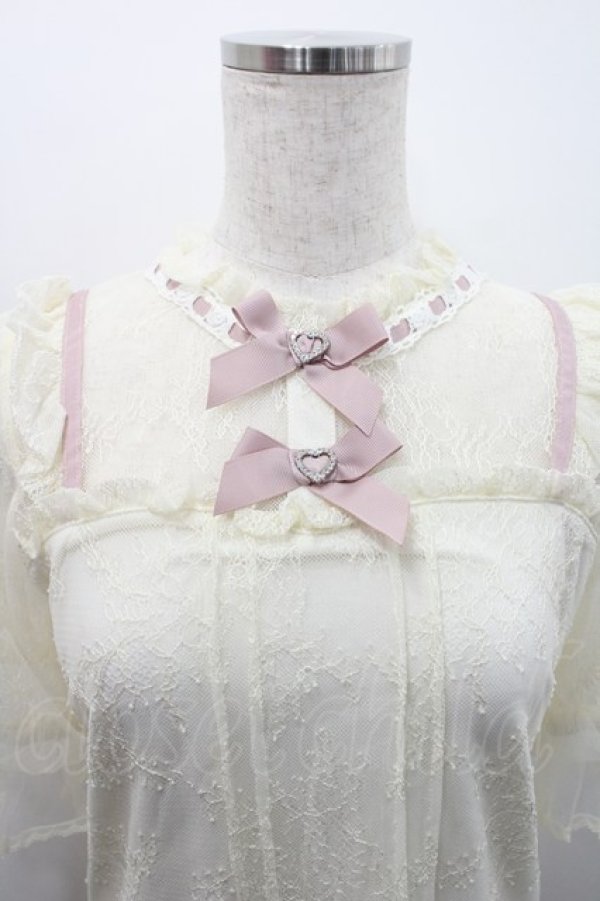 画像3: LIZ LISA / ボリュームスリーブレーストップス  アイボリーＸピンク I-26-02-15-044-LO-TO-SA-ZI (3)