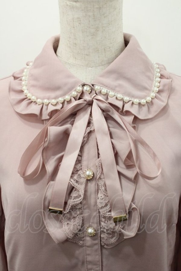 画像3: Secret Honey / パール襟フリルレース長袖ブラウス  ピンク I-26-02-15-045-CA-BL-SA-ZI (3)