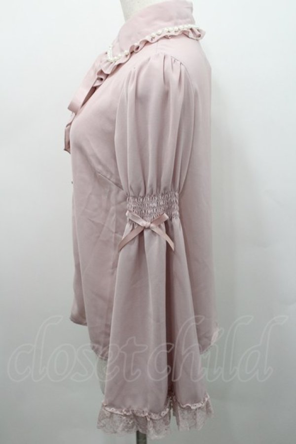 画像4: Secret Honey / パール襟フリルレース長袖ブラウス  ピンク I-26-02-15-045-CA-BL-SA-ZI (4)