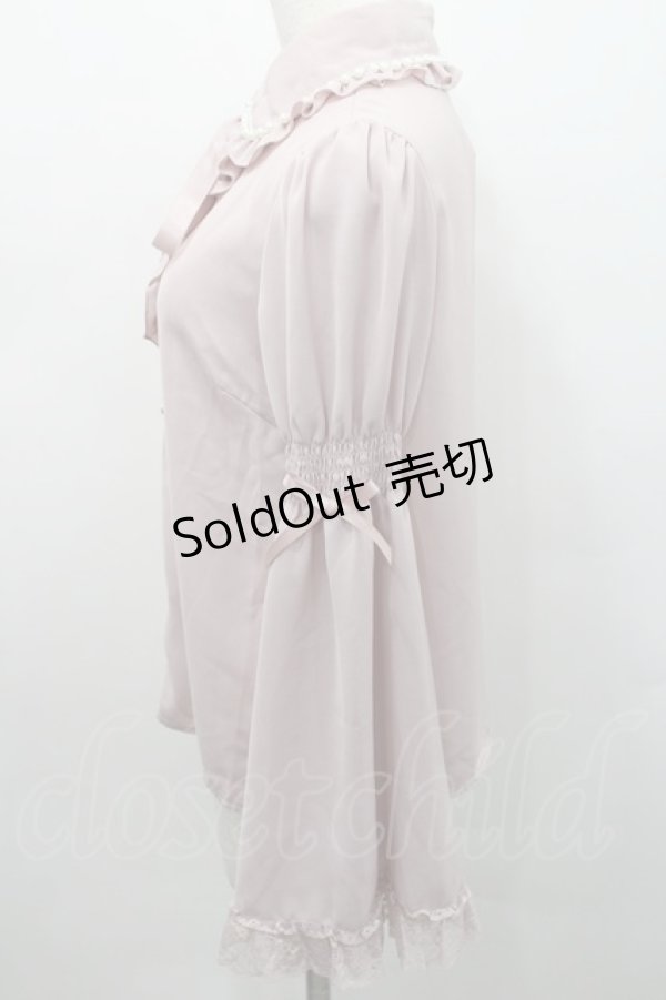 画像4: Secret Honey / パール襟フリルレース長袖ブラウス  ピンク I-26-02-15-045-CA-BL-SA-ZI (4)