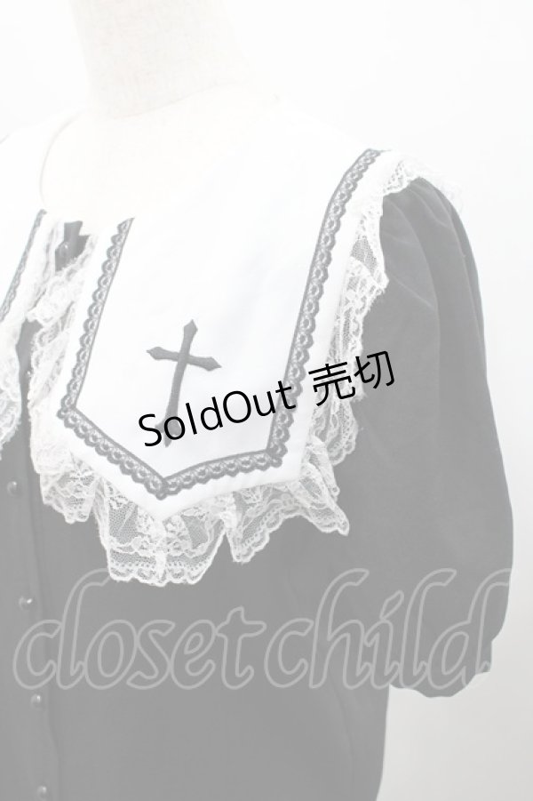 画像3: MA*RS / クロス刺繍スクエア襟半袖ブラウス  黒Ｘ白 I-26-02-15-047-EL-BL-SA-ZI (3)