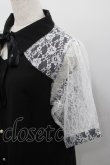 画像3: Audrey / レース切り替え半袖ブラウス  黒ｘ白 I-26-02-15-048-LO-BL-SA-ZI (3)