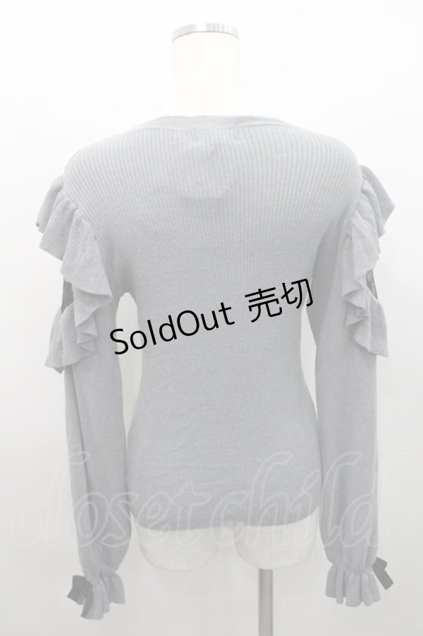 画像2: Rojita / ネックレス付肩ボリュームフリルニットトップス  グレー I-26-02-15-050-LO-TO-SA-ZI (2)