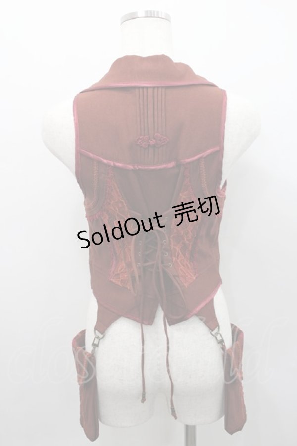 画像2: Ozz oneste / ポケット付きジレ  ボルドー I-26-02-15-051-OO-TO-SA-ZI (2)