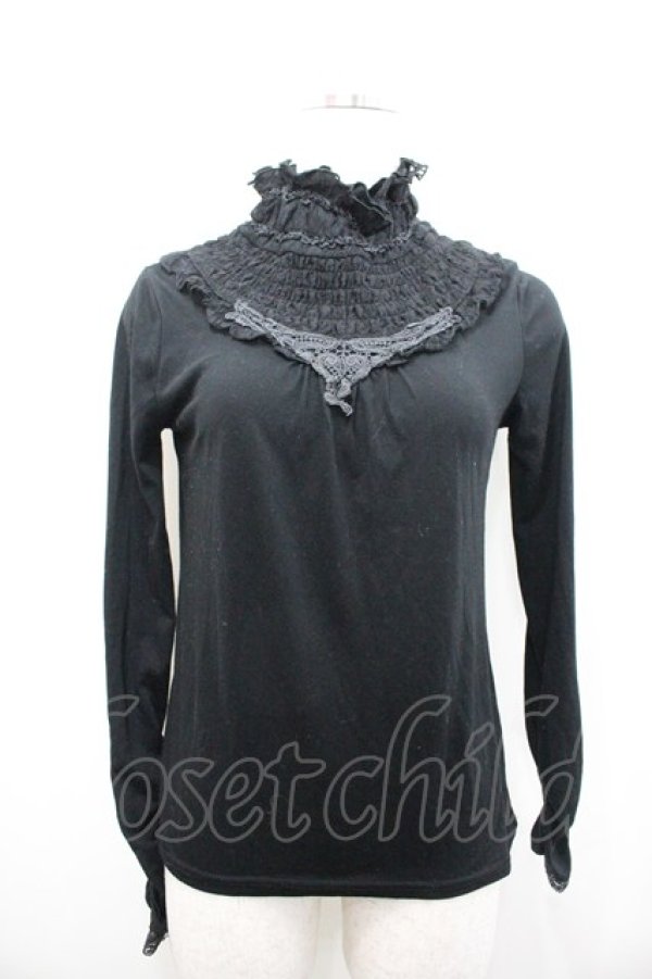 画像1: axes femme / 胸元シャーリングインナープルオーバー M 黒 I-26-02-15-006-AX-TO-TE-ZI (1)