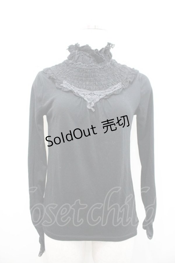 画像1: axes femme / 胸元シャーリングインナープルオーバー M 黒 I-26-02-15-006-AX-TO-TE-ZI (1)