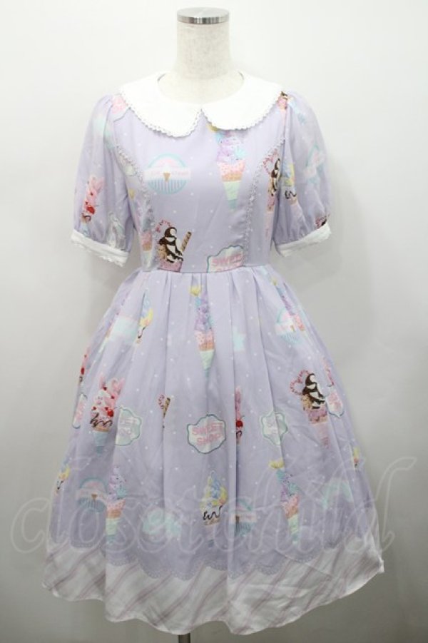 画像1: axes femme kawaii / アイス柄半袖ワンピース M ラベンダー I-26-02-15-053-AX-OP-TE-ZI (1)